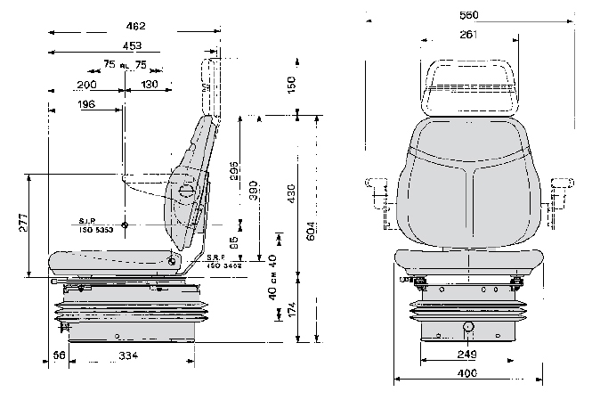 Cobo luchtgeveerde smalspoor tractorstoel SC74/M97 PVC