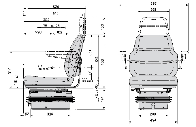 Cobo luchtgeveerde tractorstoel SC70/M97 PVC zwart