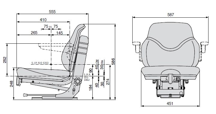 Cobo mechanisch geveerde tractorstoel SC79/M30 PVC zwart