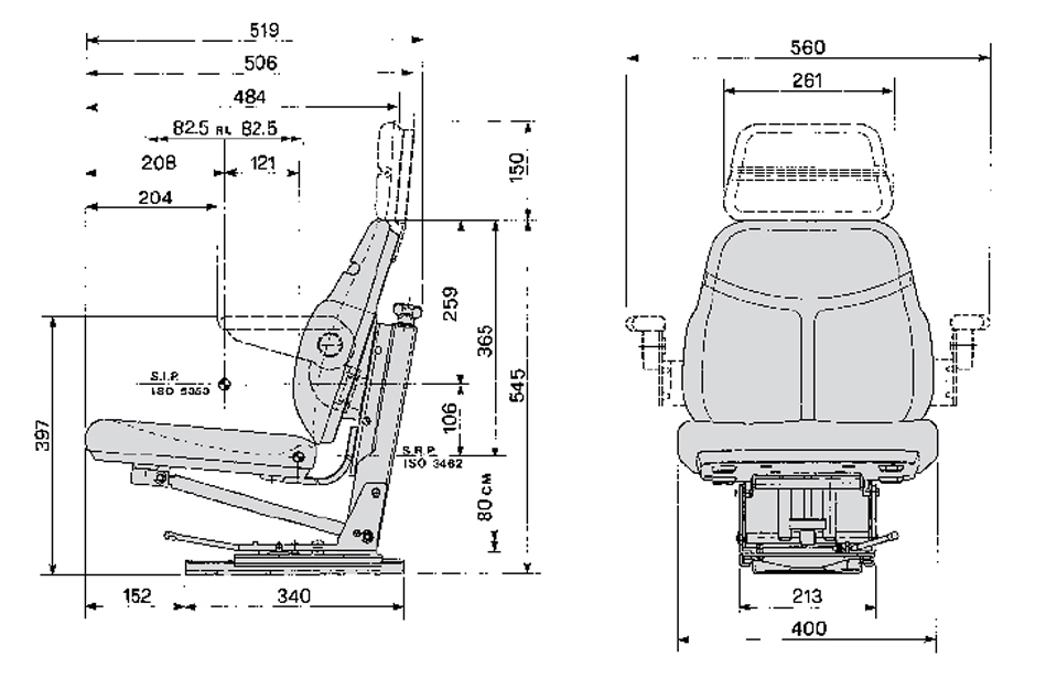 Cobo smalspoor tractorstoel SC74/M15 PVC zwart