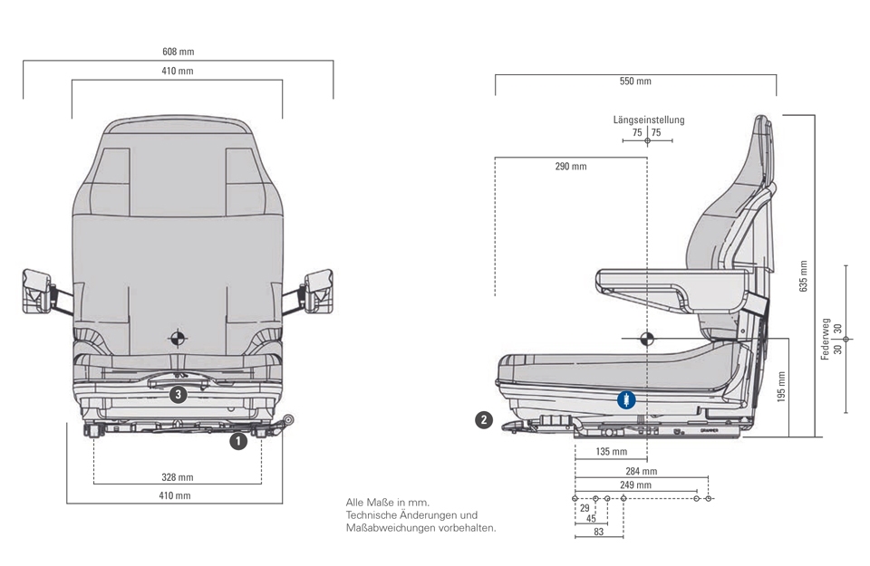 Grammer heftruckstoel mechanisch geveerd MSG20 smal PVC