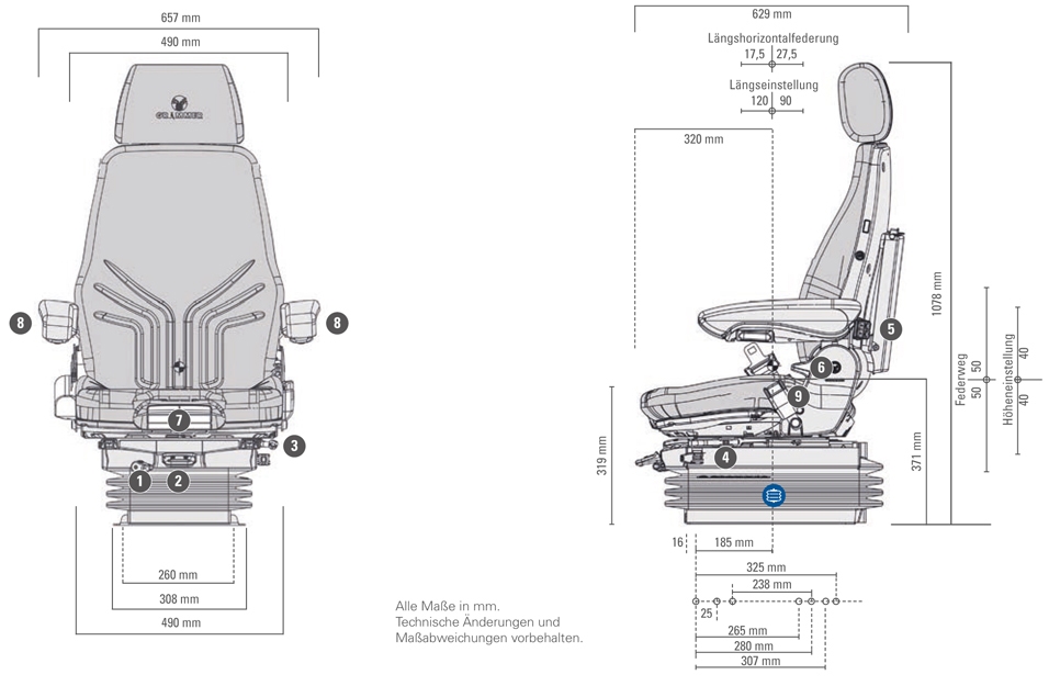 Grammer luchtgeveerde stoel Actimo XL MSG95A/722 24 Volt gz