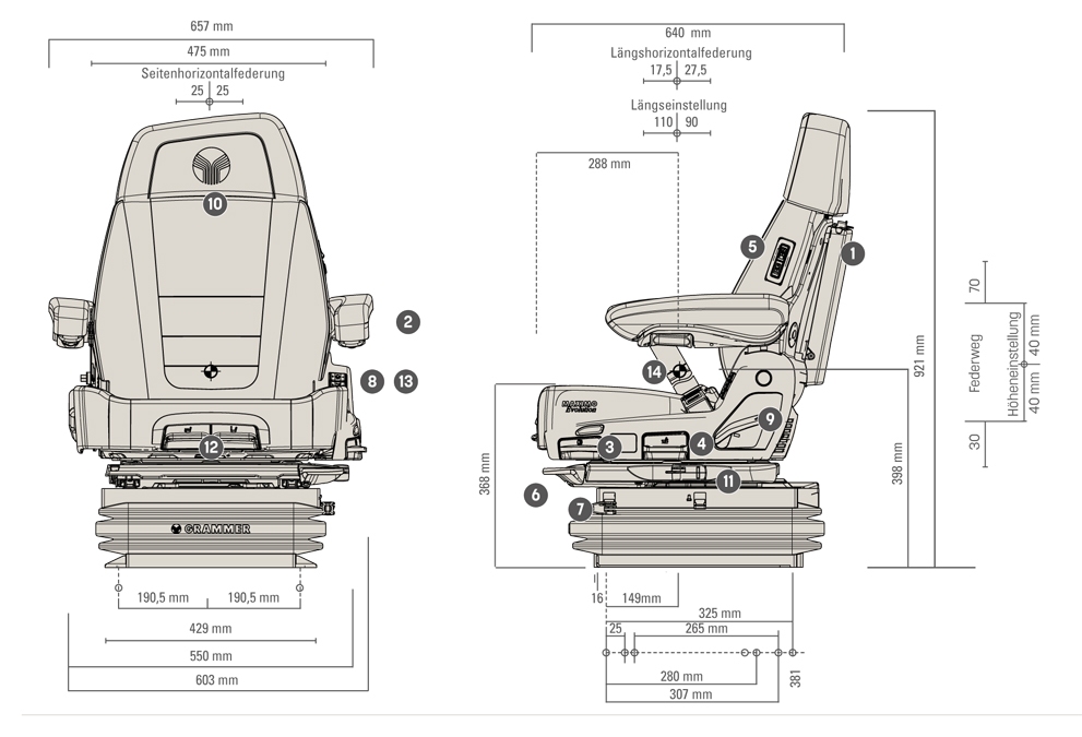 Grammer luchtgeveerde stoel MSG97 Maximo XT Evolution Dynamic