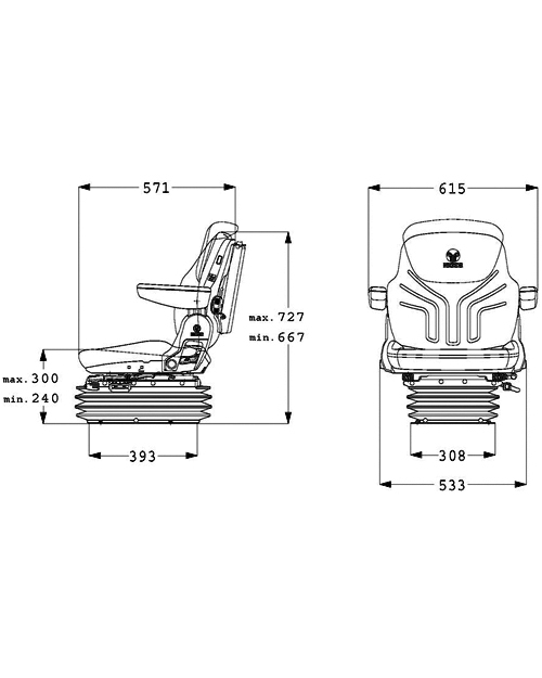 Grammer luchtgeveerde tractorstoel Maximo L/G Comfort PVC