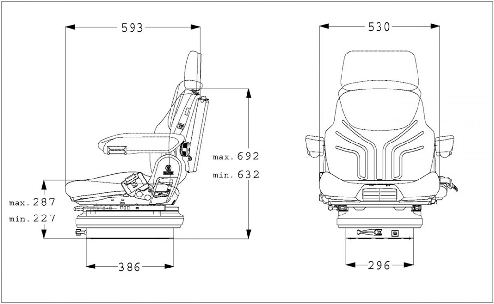 Grammer Maximo XM mechanisch geveerde stoel stof blauw-zwart