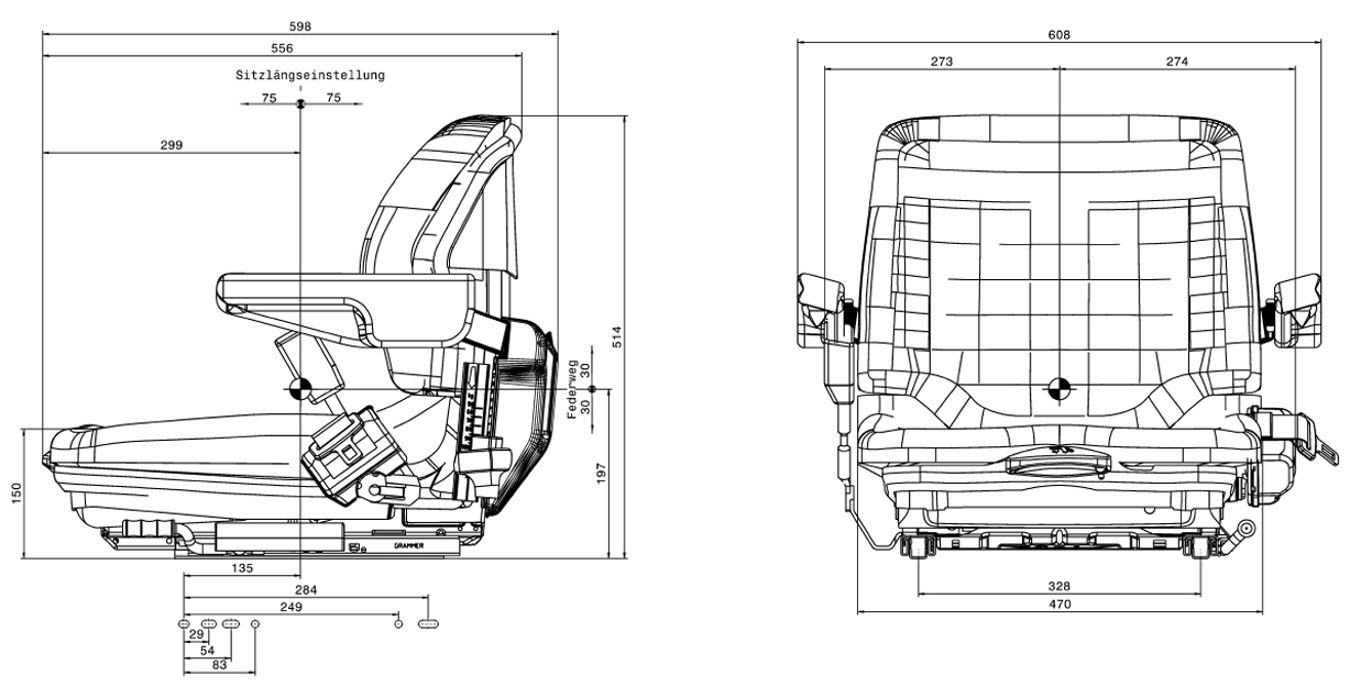 Grammer mechanisch geveerde heftruckstoel MSG20 stof zwart