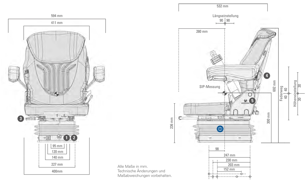 Grammer tractorstoel Compacto Comfort S Kunstleer Zwart