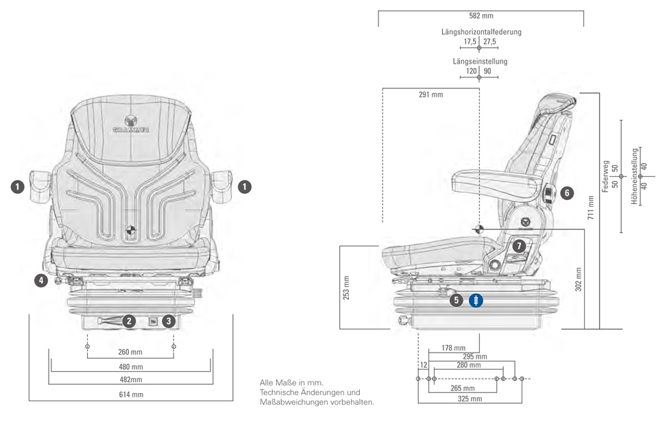 Grammer tractorstoel Maximo Basic met horizontaalvering