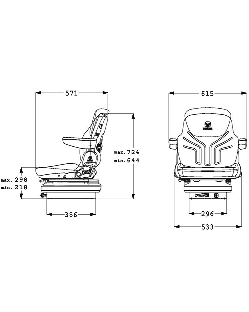 Grammer tractorstoel Maximo M basic PVC met armleuningen