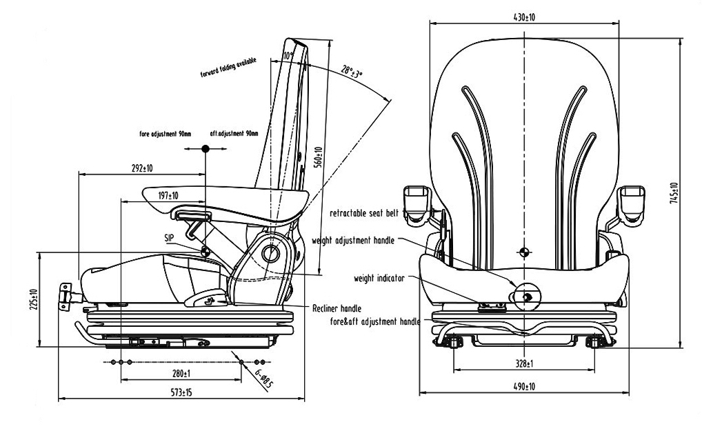 Heftruckstoel US MGV55A PVC met stoelschakelaar