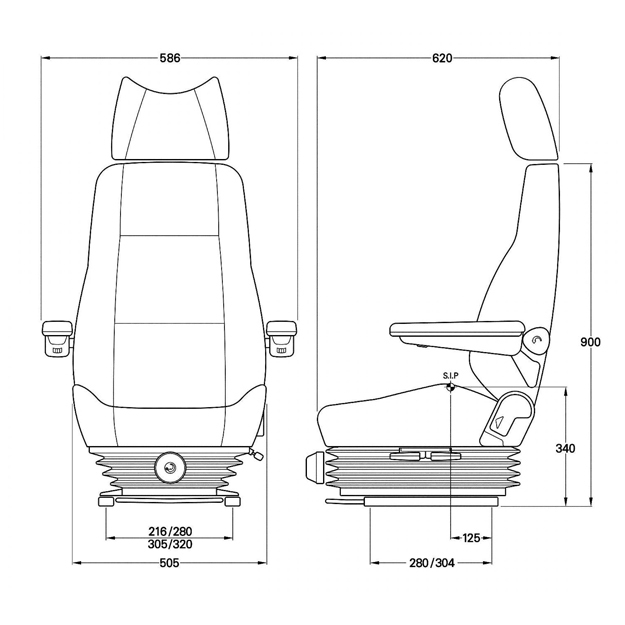 KAB 414 mechanisch geveerde stoel stof storm / antraciet