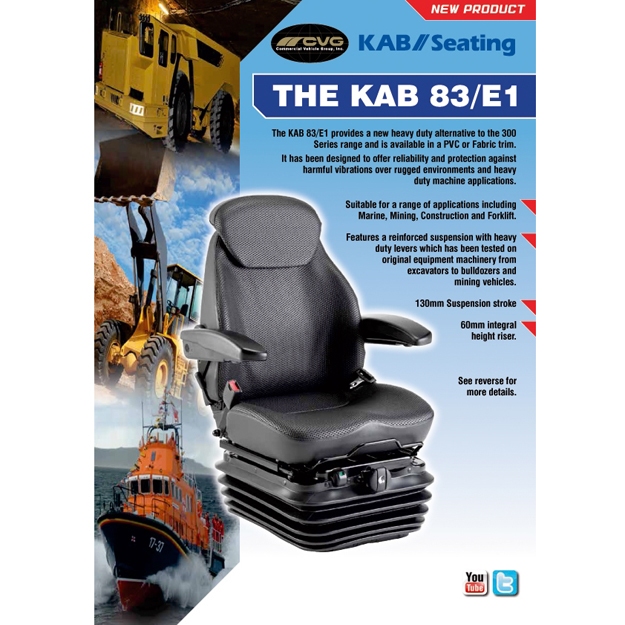 KAB mechanisch geveerde stoel 83/E1 PVC zwart geperforeerd
