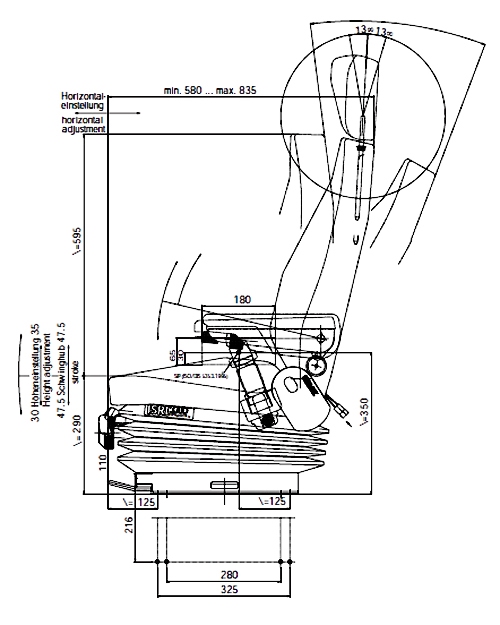 Mechanisch geveerde bouwmachinestoel ISRI 6000.577V