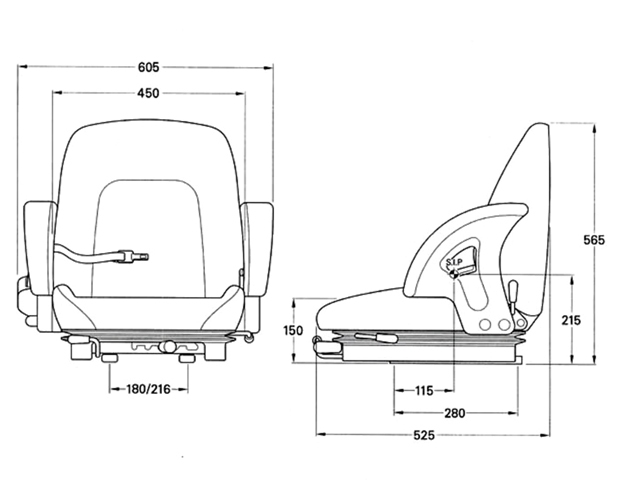 Mechanisch geveerde heftruckstoel KAB 211 PVC