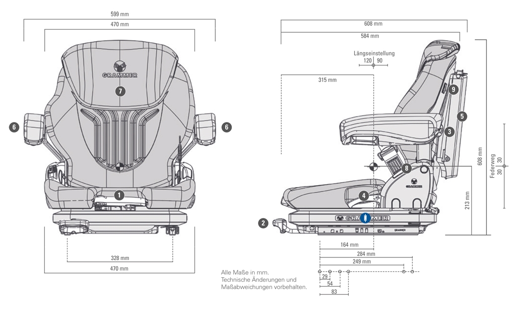 Mechanisch geveerde stoel Grammer Primo M MSG65/521 stof bz