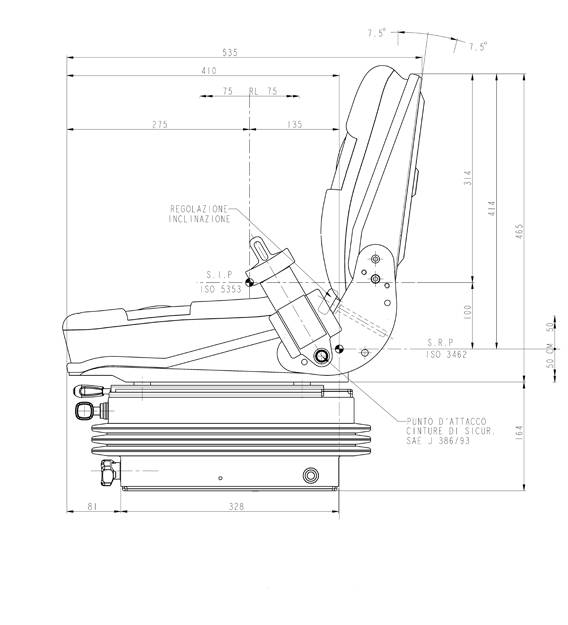 Miralbueno/Cobo mechanisch geveerde stoel PVC met gordel