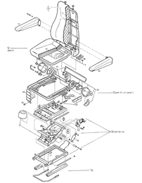 Onderdelentekening luchtgeveerde vrachtwagenstoel ISRI 6500.517 links